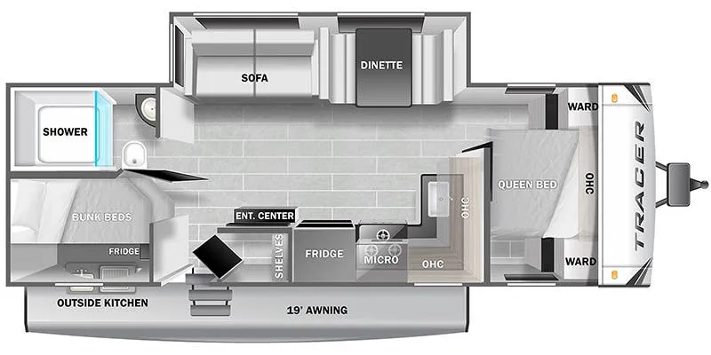2021 Prime Time Tracer 27BHS - Floor plan