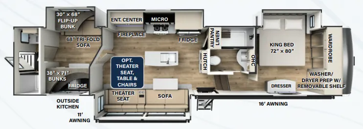 Forest River Rockwood Luxury R375BH floor plan