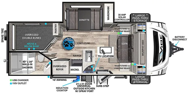 2022 Forest River Vibe 21BH - Floor plan