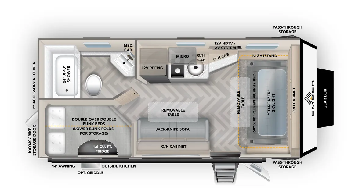 Ember RV Overland 190MDB floor plan