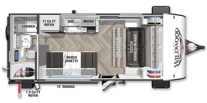 2022 Forest River Wildwood FSX 167RBK floor plan