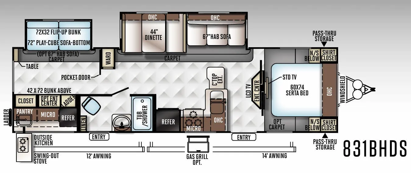 Forest River Flagstaff Classic Super Lite 831BHDS floor plan