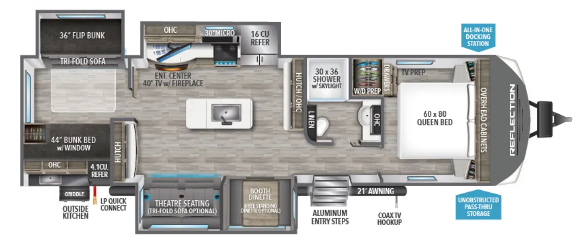 2023 Grand Design Reflection 312BHTS - Floor plan