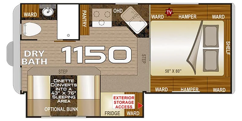 2023 Northwood Arctic Fox Camper 1150 floor plan