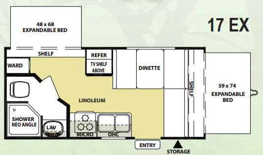 Forest River Wildwood X-Lite 17EX floor plan