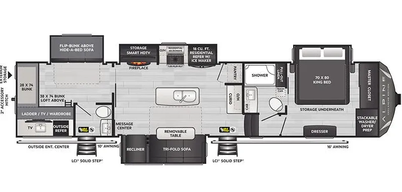Keystone Alpine Avalanche Edition 378BH floor plan