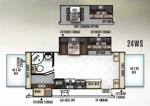 Forest River Rockwood Roo 24WS floor plan