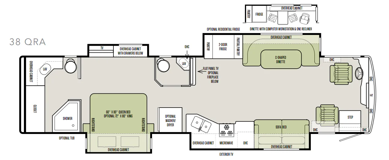 Tiffin Allegro Red 38 QRA floor plan