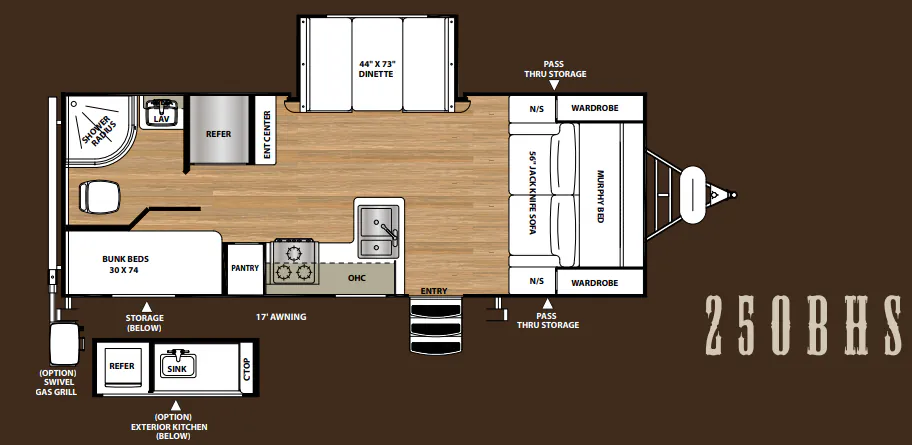 Forest River Vibe Extreme Lite 250BHS floor plan