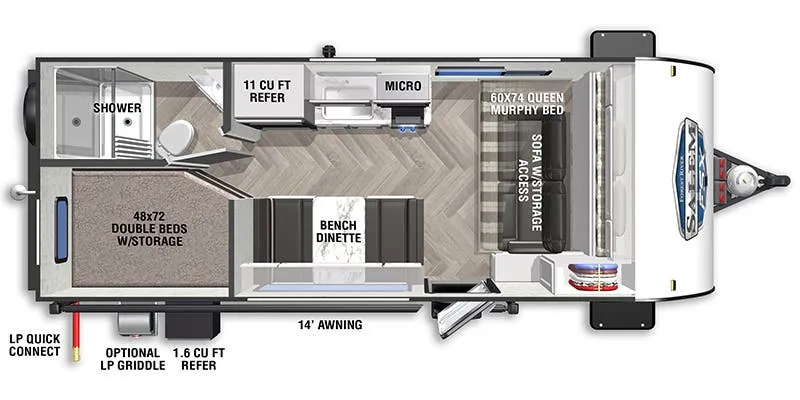 2023 Forest River Salem FSX 179DBK floor plan