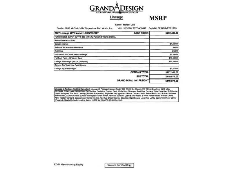 2027 Grand Design Lineage Series F 31ZW - Photo 4