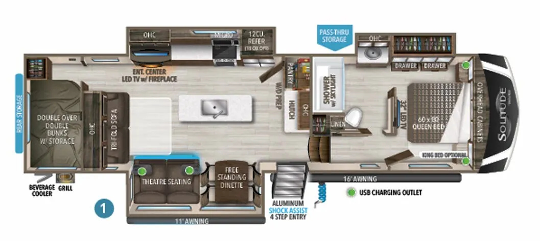 Grand Design Solitude S-Class 3550BH floor plan