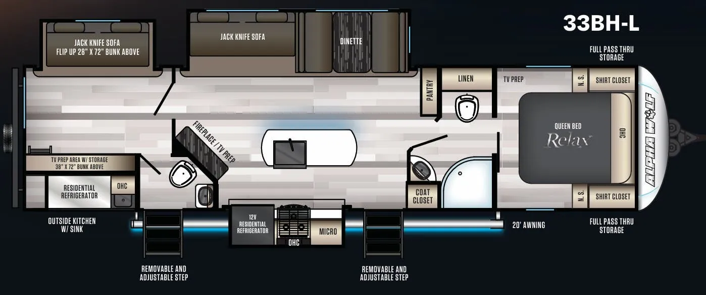 2021 Forest River Cherokee Alpha Wolf 33BH-L - Floor plan
