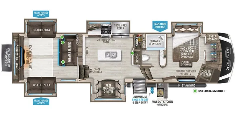 2022 Grand Design Solitude 375RES - Floor plan