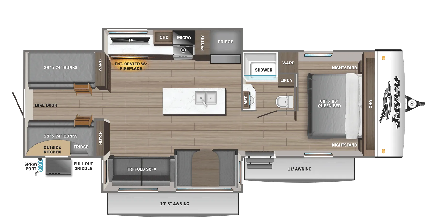 2026 Jayco Jay Feather 32QBH - Floor plan