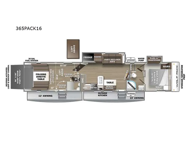 2022 Forest River Cherokee Wolf Pack 365PACK16 floor plan