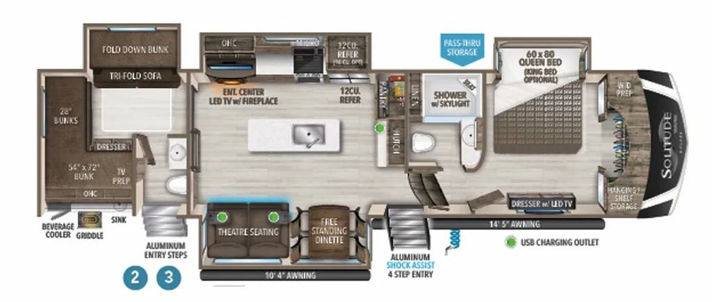 2021 Grand Design Solitude S-Class 3740BH floor plan