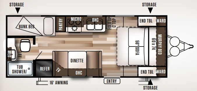 Forest River Wildwood X-Lite 201BH floor plan