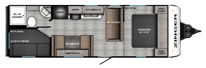 2026 CrossRoads Zinger Lite 252BH floor plan