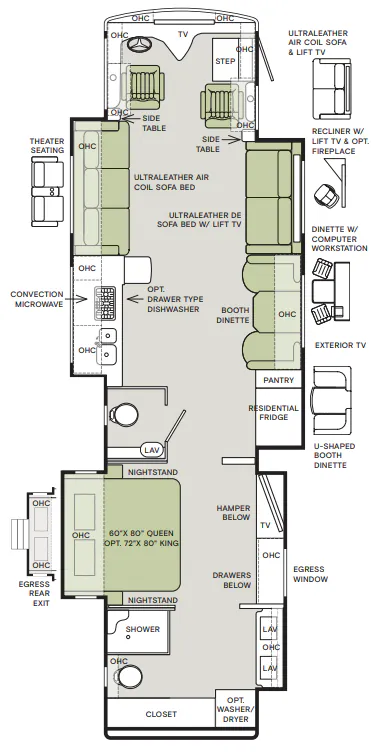 2018 Tiffin Phaeton 40 IH - Floor plan
