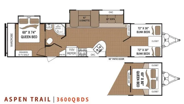 Dutchmen Aspen Trail 3600QBDS floor plan
