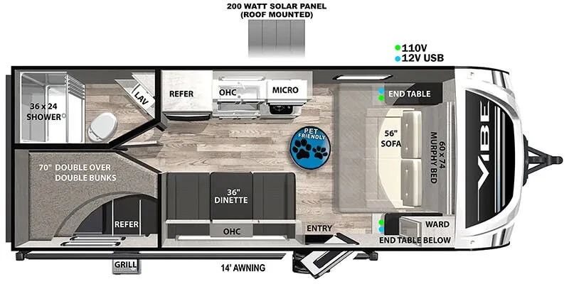 Forest River Vibe West 17DB floor plan