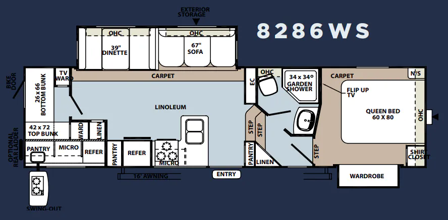Forest River Rockwood Signature Ultra Lite 8286WS floor plan