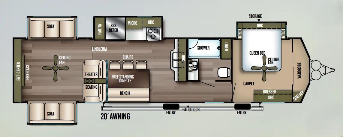 Forest River Wildwood Lodge 395RET floor plan