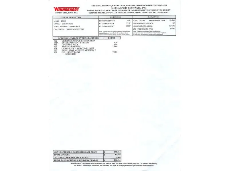 2026 Winnebago EKKO 23B - Photo 3