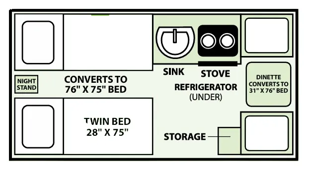 Aliner Ranger 12 TWIN BED floor plan