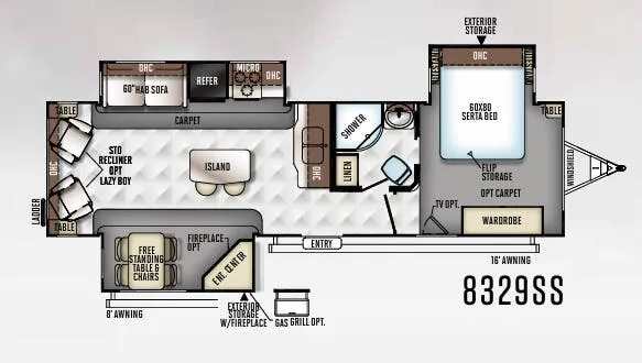 Forest River Rockwood Signature Ultra Lite 8329SS floor plan