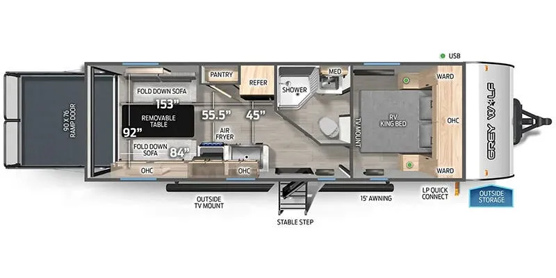 2025 Forest River Cherokee Grey Wolf 22RR floor plan