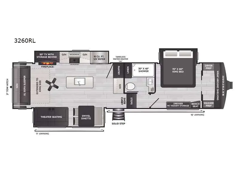 2026 Keystone Arcadia 3260RL floor plan