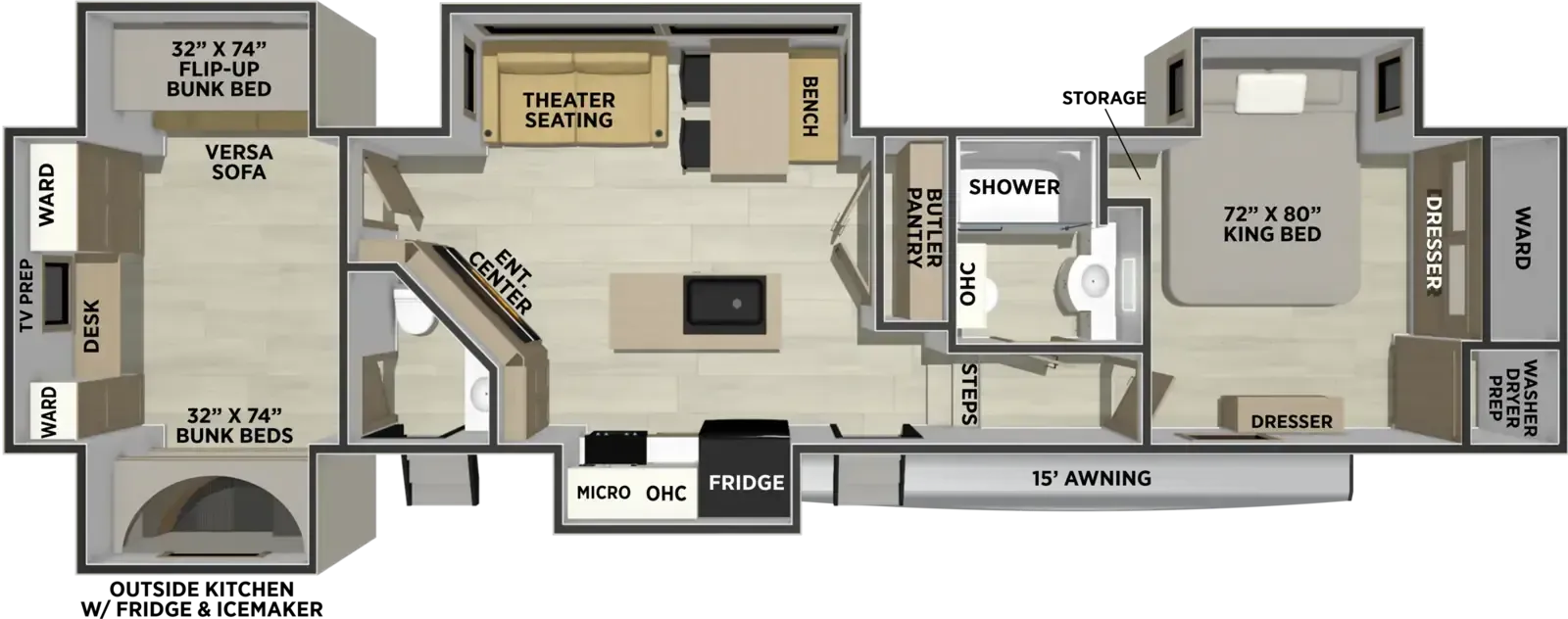 Forest River Sandpiper 3844QUAD floor plan