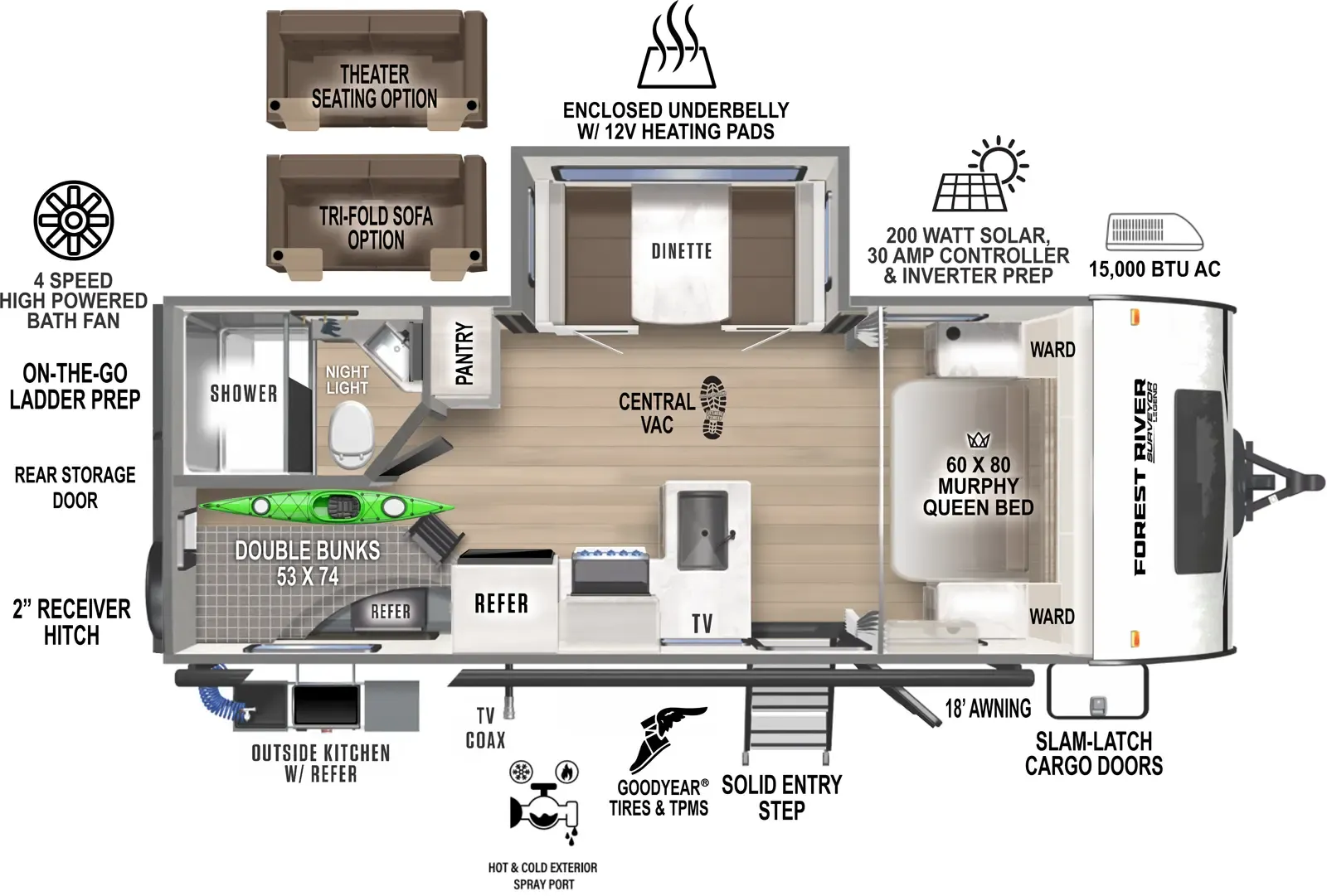 2024 Forest River Surveyor 24BHLE - Floor plan