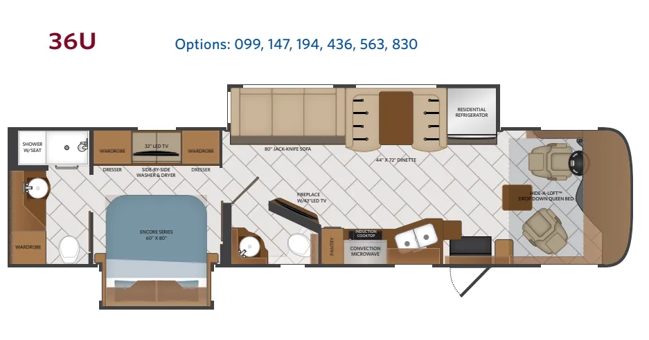 Fleetwood Pace Arrow 36U floor plan