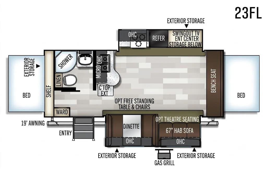 Forest River Flagstaff Shamrock 23FL floor plan