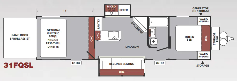 Forest River XLR Nitro 31FQSL floor plan
