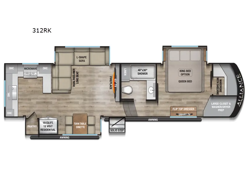 2026 Alliance RV Paradigm 312RK floor plan