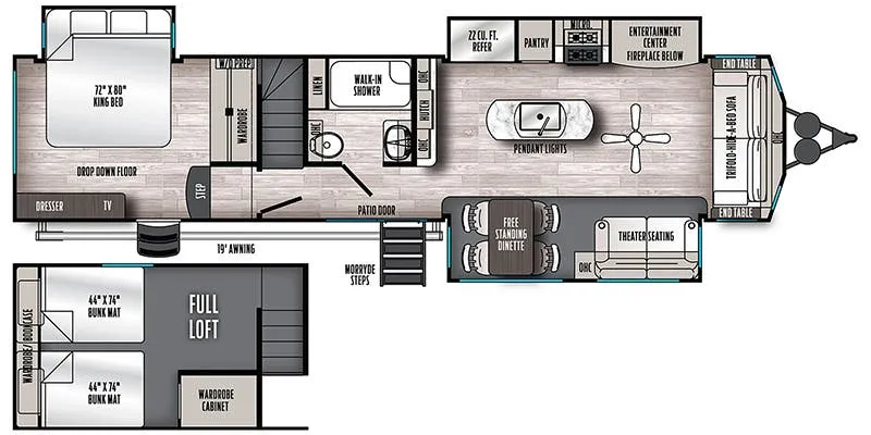 Forest River Sandpiper Destination 399LOFT floor plan