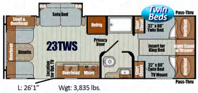 Gulf Stream Vista Cruiser 23TWS floor plan
