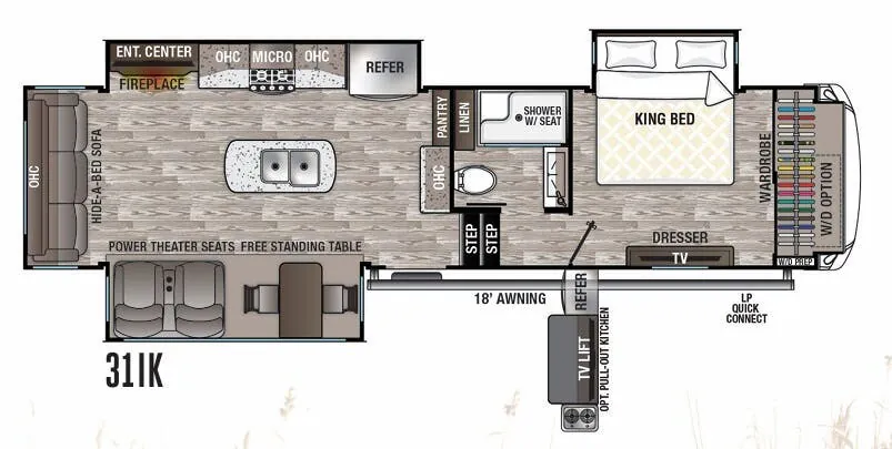 Forest River Cedar Creek Silverback 31IK floor plan