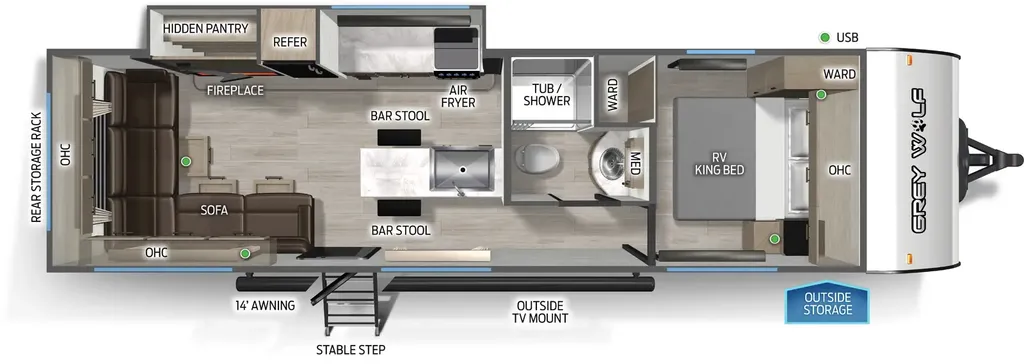 2026 Forest River Cherokee Grey Wolf 27LH floor plan
