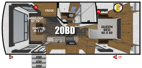 Outdoors RV Back Country 20BD floor plan