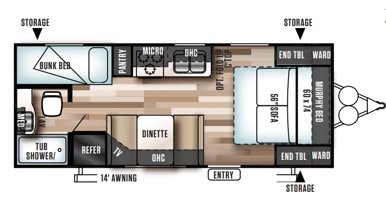 Forest River Wildwood X-Lite 201BH floor plan
