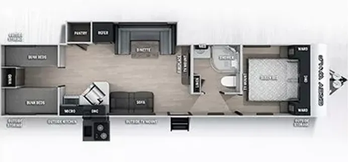 Forest River Cherokee Grey Wolf 29BRB floor plan