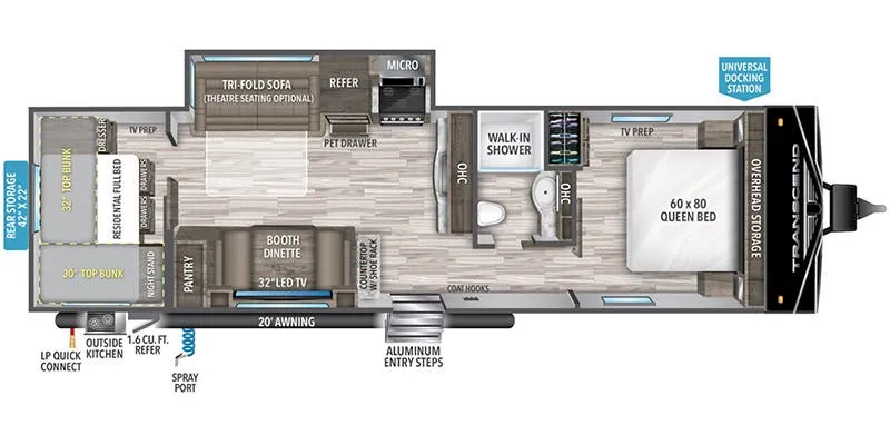 2023 Grand Design Transcend Xplor 297QB - Floor plan