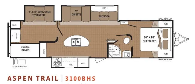 Dutchmen Aspen Trail 3100BHS floor plan