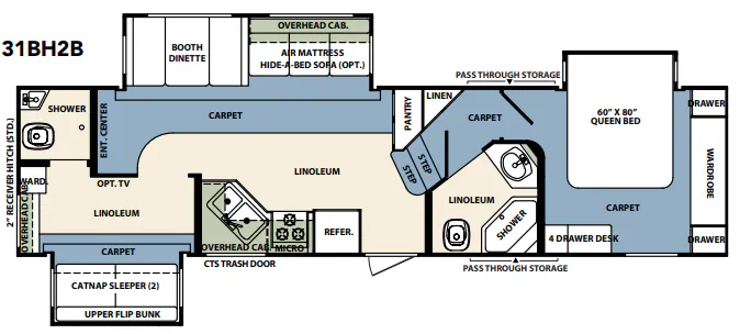 Forest River Wildcat 31BH2B floor plan