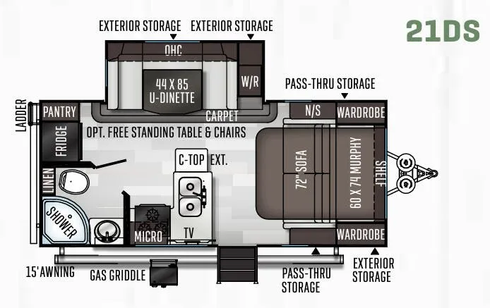 2020 Forest River Flagstaff Micro Lite 21DS - Floor plan
